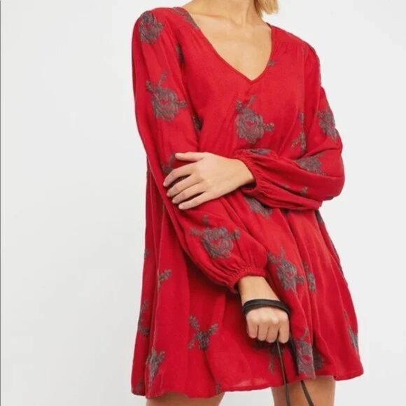 Free People - Embroidered Austin Mini Dress; Size S - Picture 1 of 7